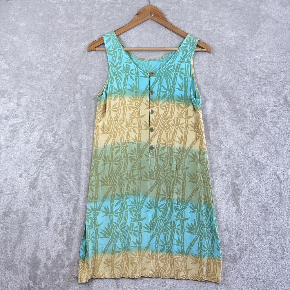 Blue Ginger Island Short Dress Size XS Button Front Ombre Rayon Resort Coastal